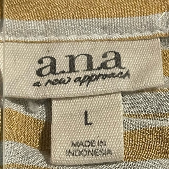 Ana Yellow and white striped button up top - Picture 9 of 10